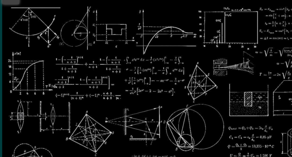 graphic with equations and drawings